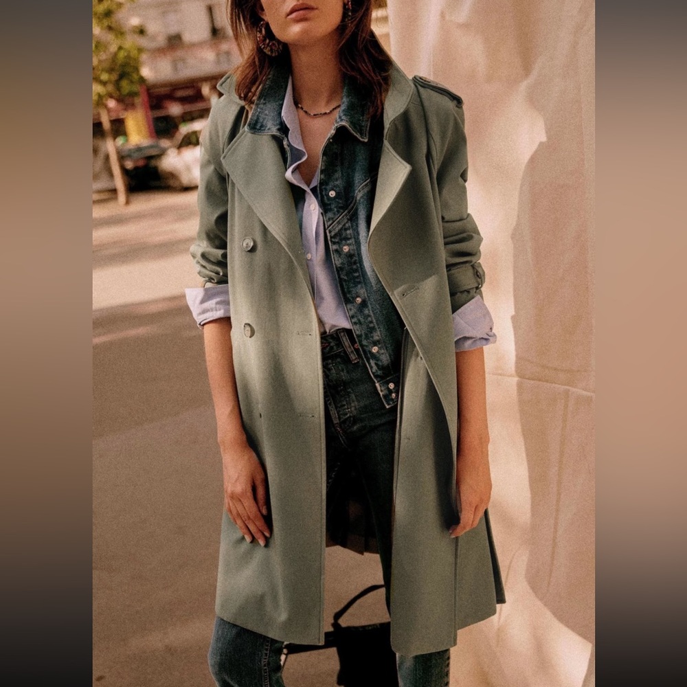Sézane Scott Trench Coat in Khaki USA size 4